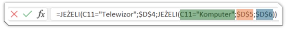 funkcja jeżeli excel
