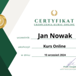 przykładowy certyfikat ukończenia kursu Excel