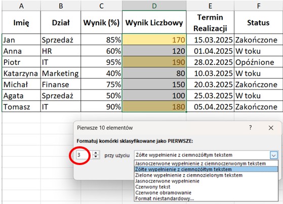 formatowanie warunkowe Excel
