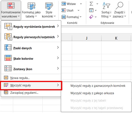 formatowanie warunkowe Excel