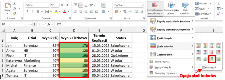 formatowanie warunkowe Excel