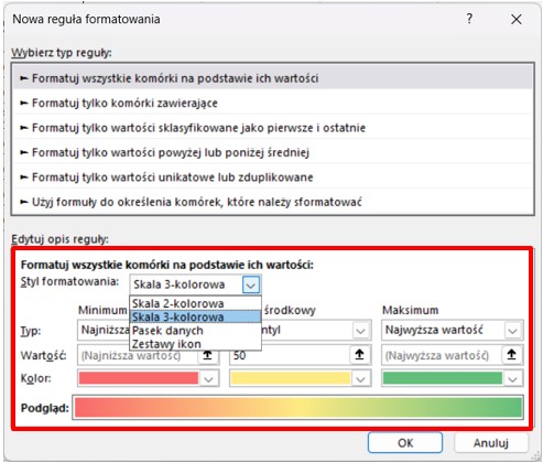 formatowanie warunkowe Excel