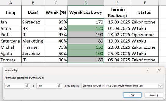 formatowanie warunkowe Excel