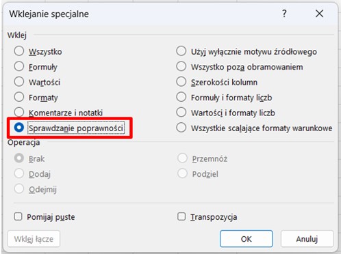 Lista rozwijalna Excel
