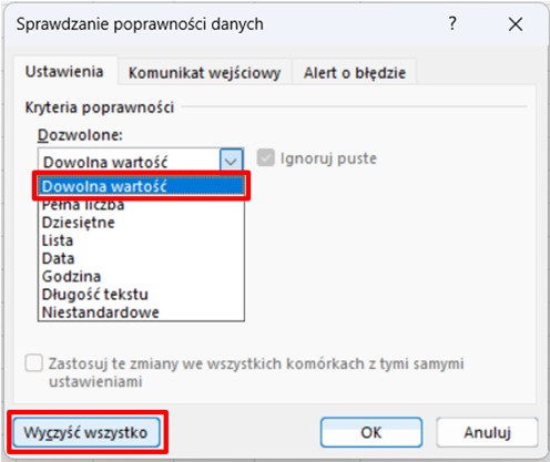 Lista rozwijalna Excel