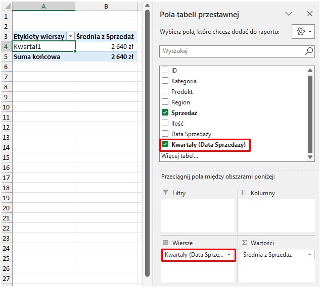 Tabele przestawne Excel
