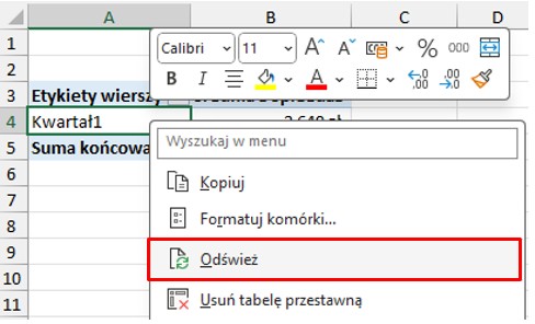 Tabele przestawne Excel