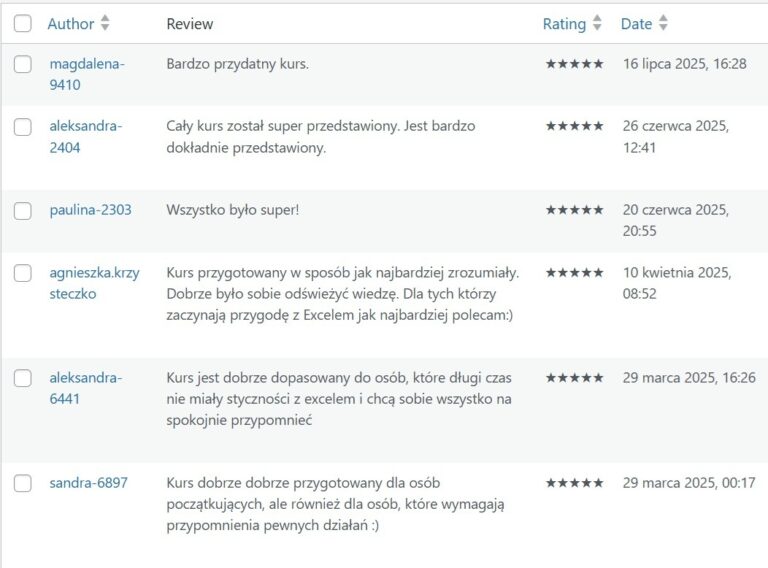 Opinie 1 kurs excel darmowy dla początkujących