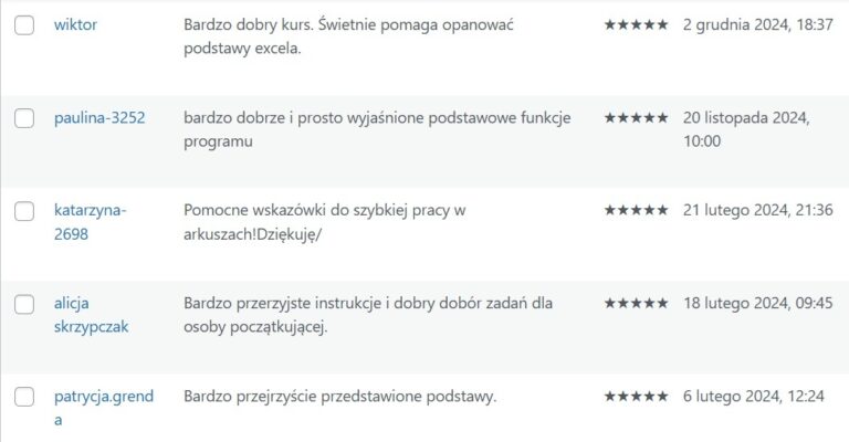 Opinie kurs excel darmowy dla początkujących