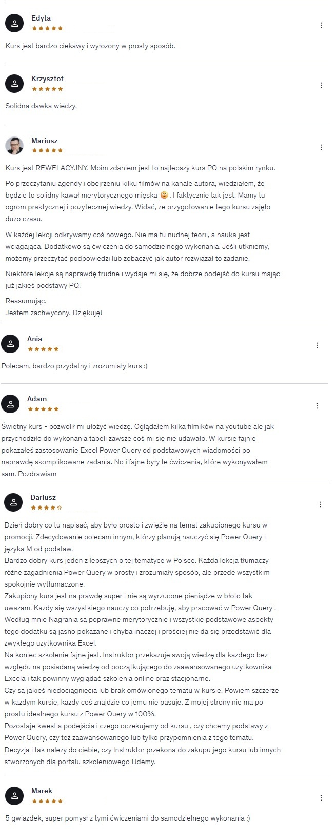 Kurs Power Query opinie