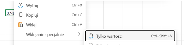 Tylko wartości w Excelu, aby uniknąć automatycznego formatowania jako data w Excelu