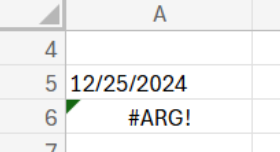 Format amerykański 12/25/2024 wpisany w Excelu wywołuje błąd #ARG! (zła data w Excelu)