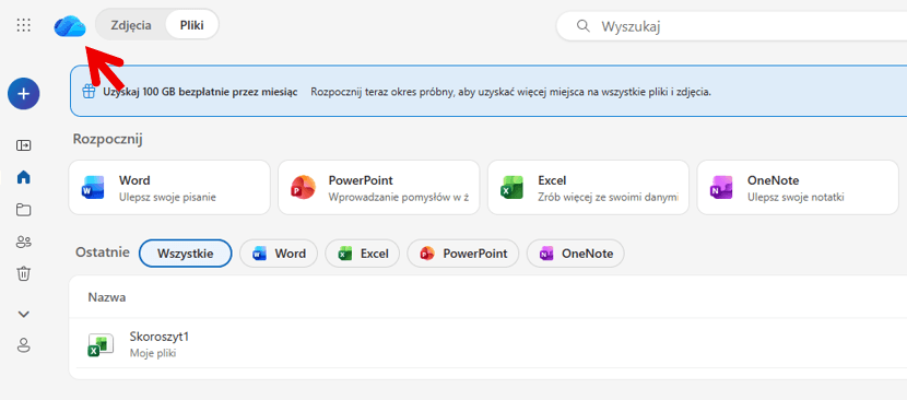 Pliki Excela na dysku OneDrive w przeglądarce